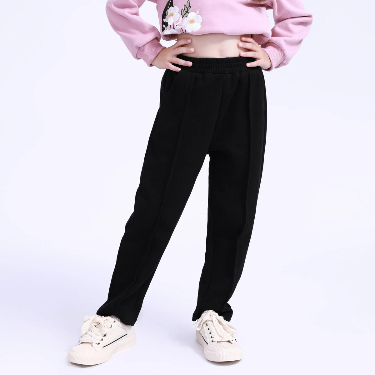 Plain Pants for Girls Black Image