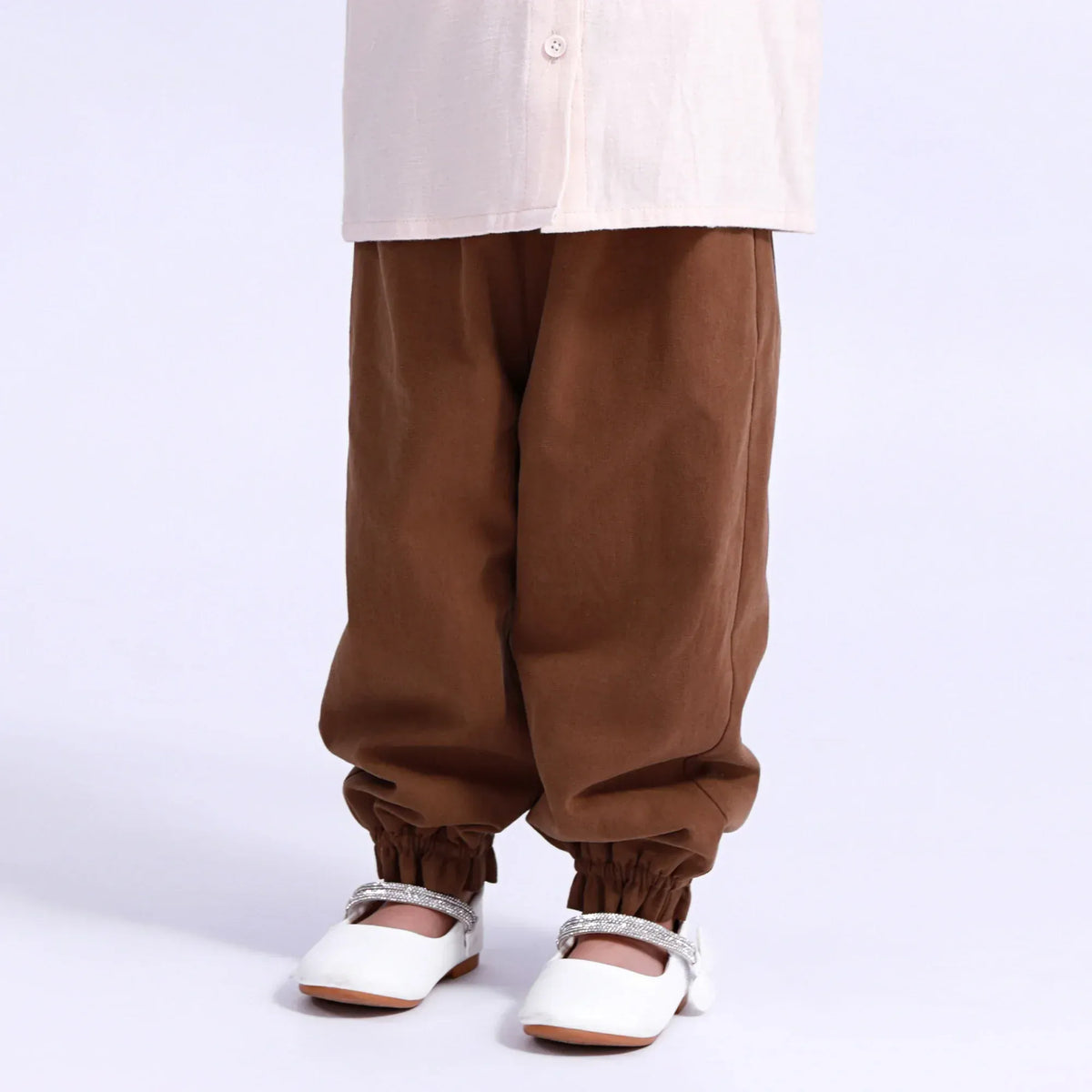 62 | 3-6M Dark Khaki 62 | 3-6M,37,39,- Plain Pants for Baby Girl Image