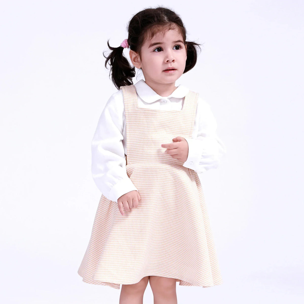 Yellow Checked Dress for Baby Girl Image