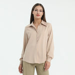 L Khaki L,70,104,60,101 Plain Blouse for Women Image