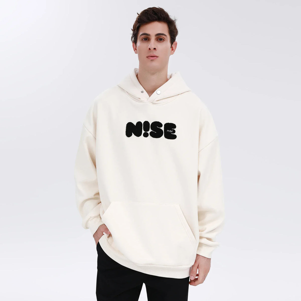 White Embroidery Pullover for Men Image
