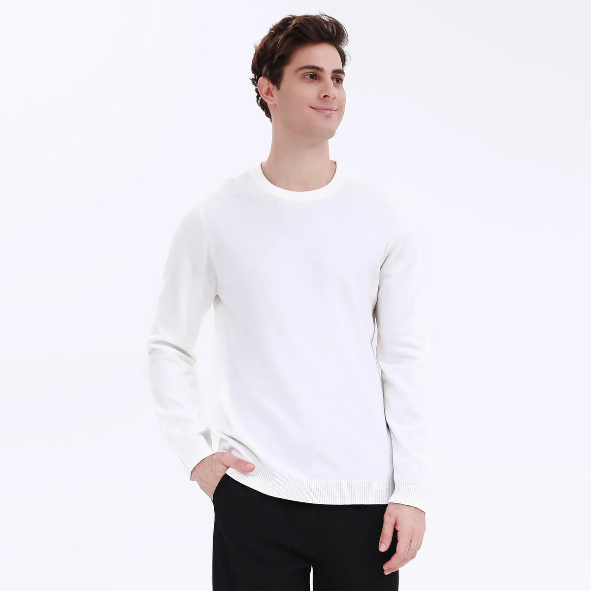 White Plain Sweater for Men Image