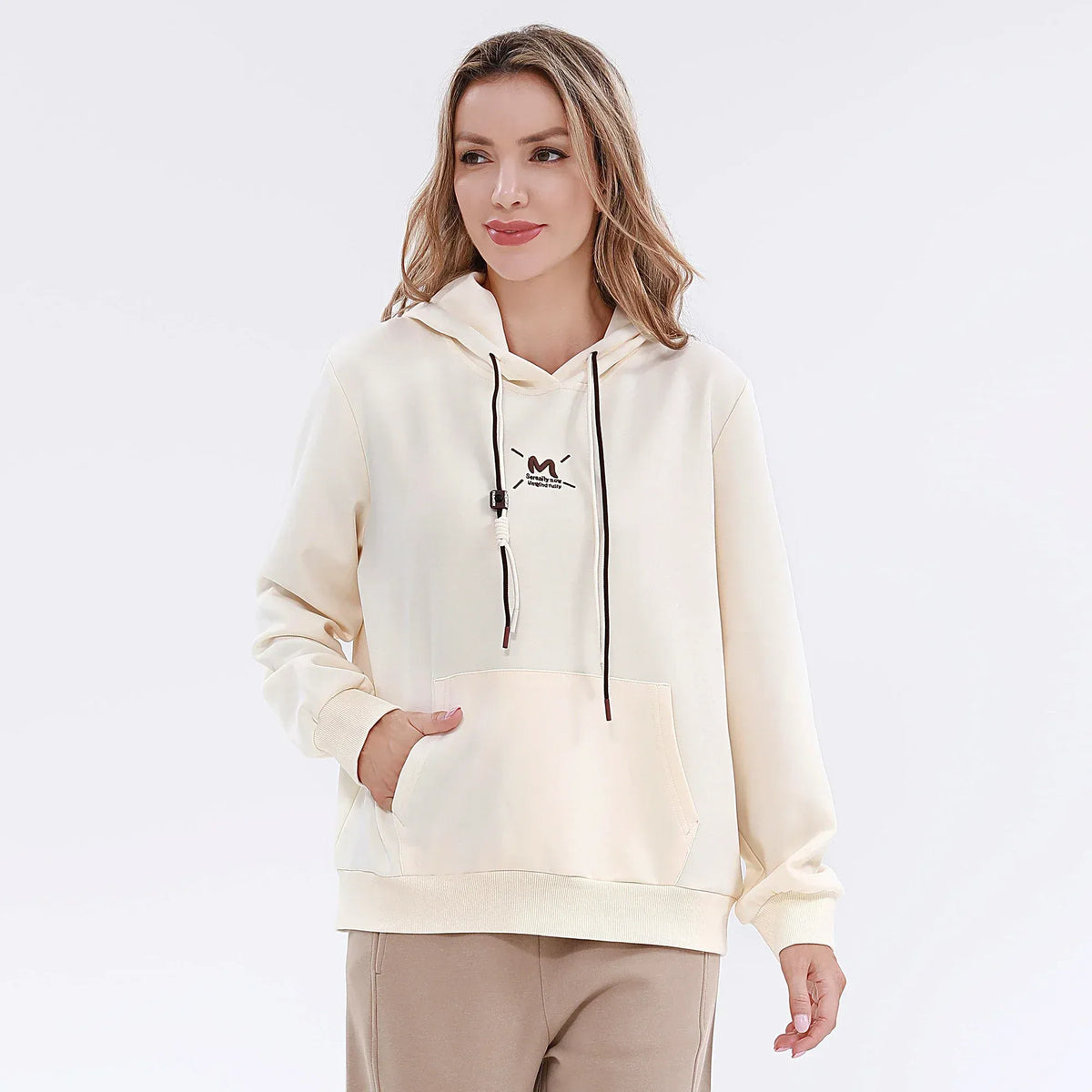Beige Embroidery Pullover for Women Image