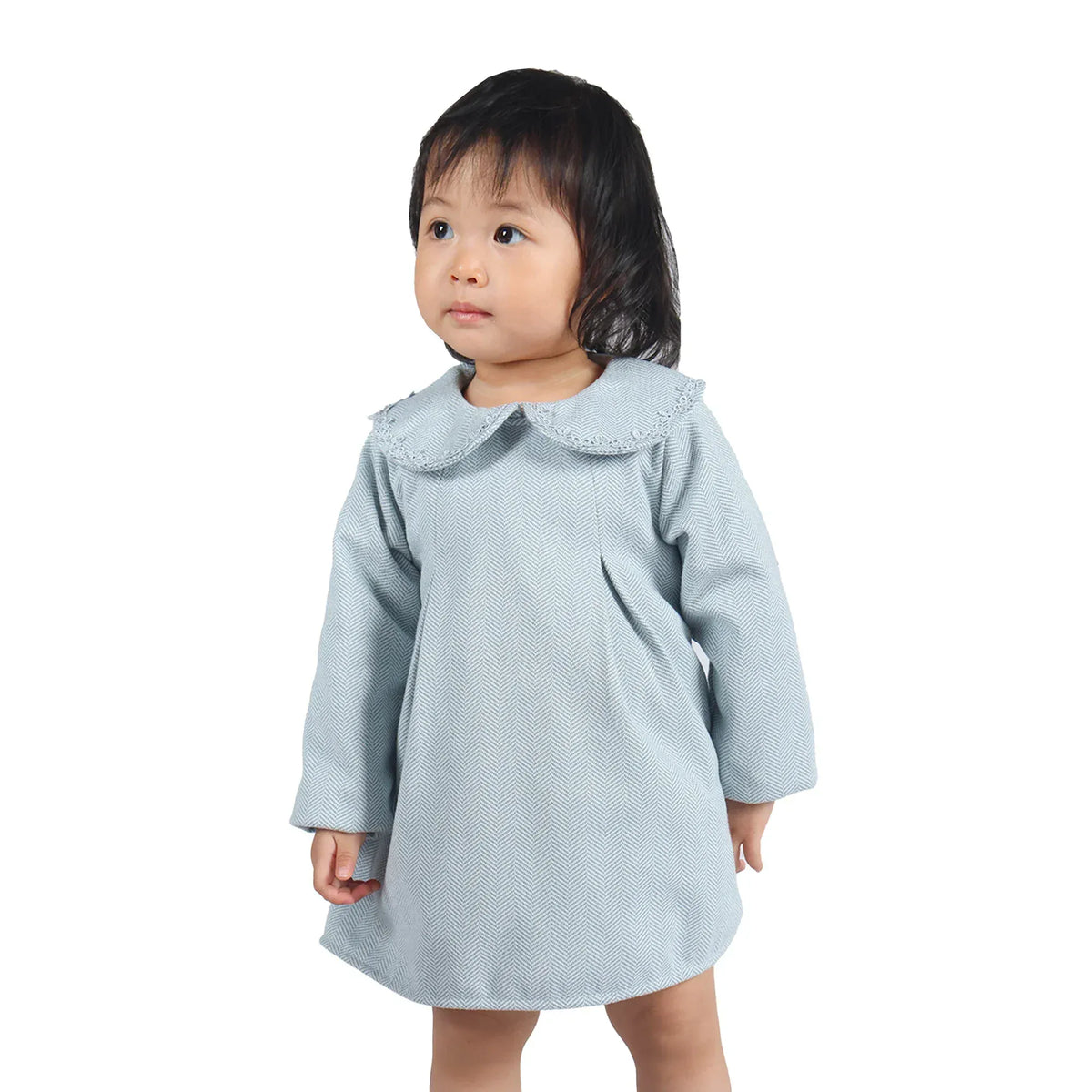 62 | 3-6M Light Blue 62 | 3-6M,36.5,48,23,- Laced Formal Dress for Baby Girl Image