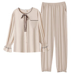 Embroidery Pajama Set-2pc for Women Beige Image