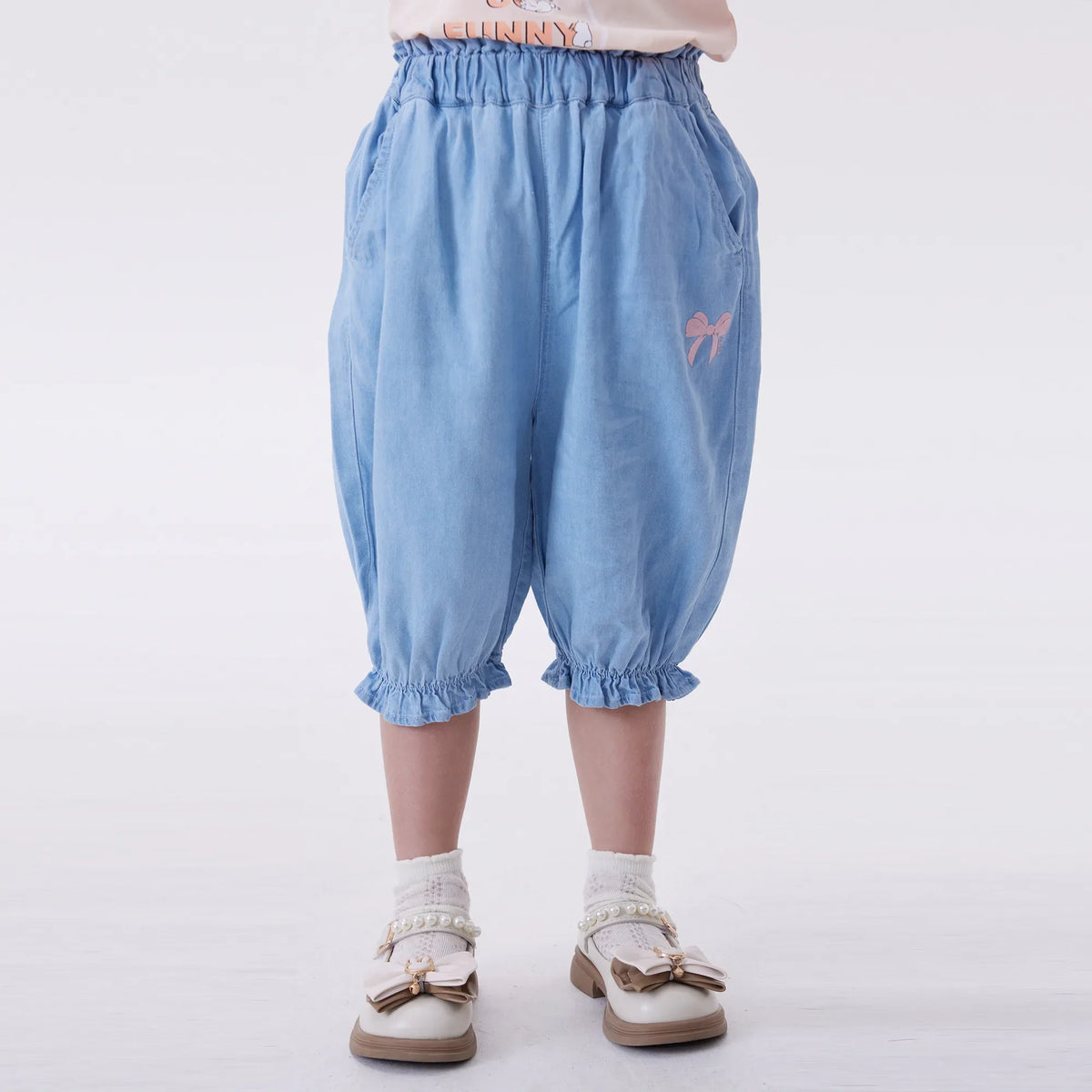 Ankle-Tied Fashion Pants For Girls Light Blue Image