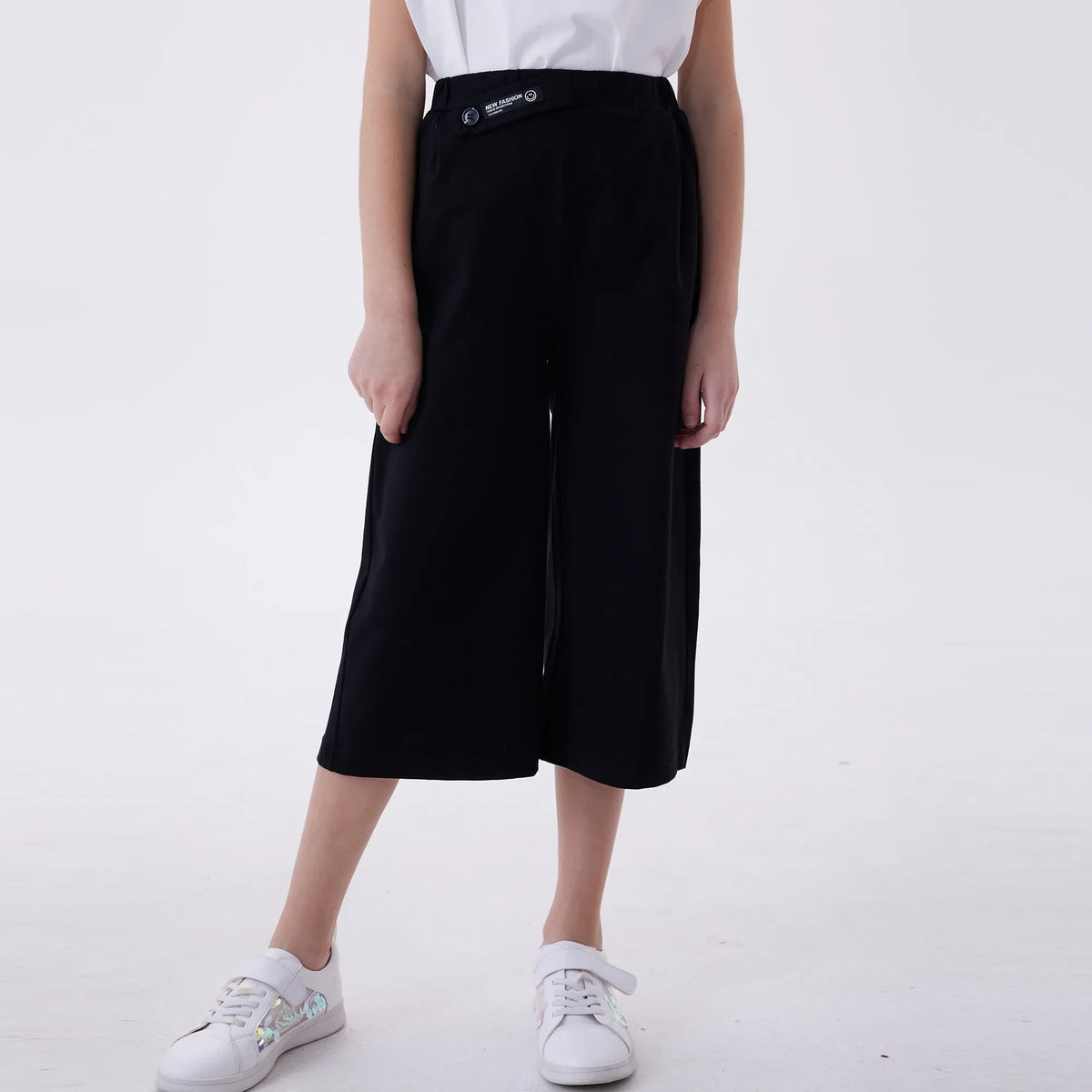 Straight-Leg Fashion Pants For Girls Black Image