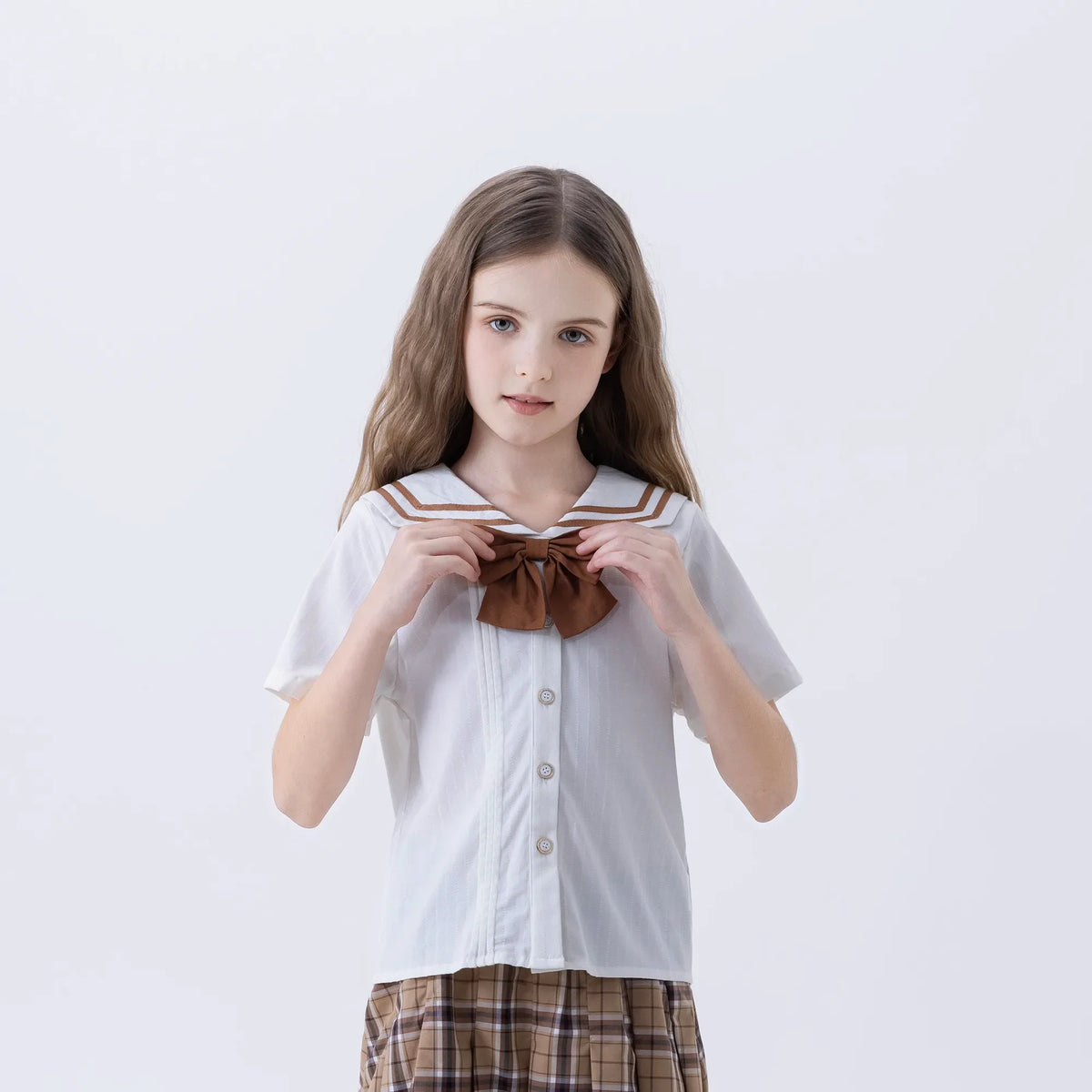 Jacquard Fashion Shirt For Girls White Image