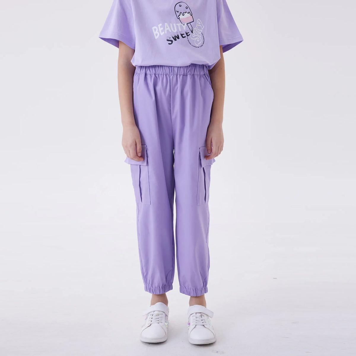 Ankle-Tied Fashion Pants For Girls Purple Image