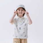 Beige Printed Fashion Polo Shirt For Boys Image