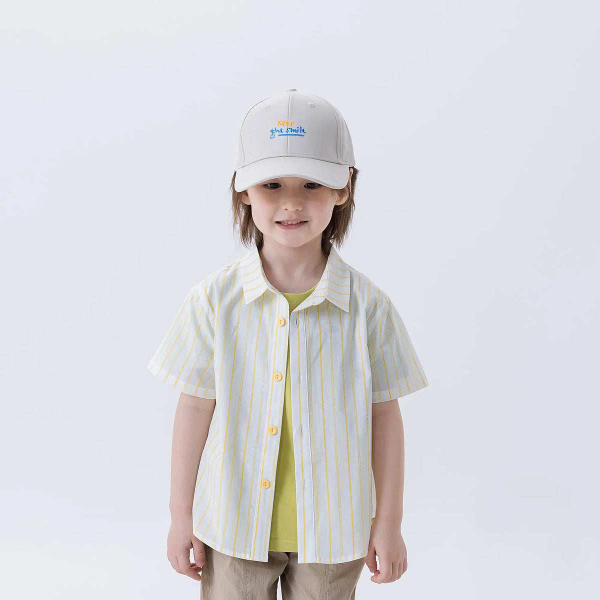 Striped Fashion Shirt For Boys Yellow Image