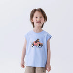 Sky Blue Printed Fashion Sleeveless T-Shirt For Boys Image