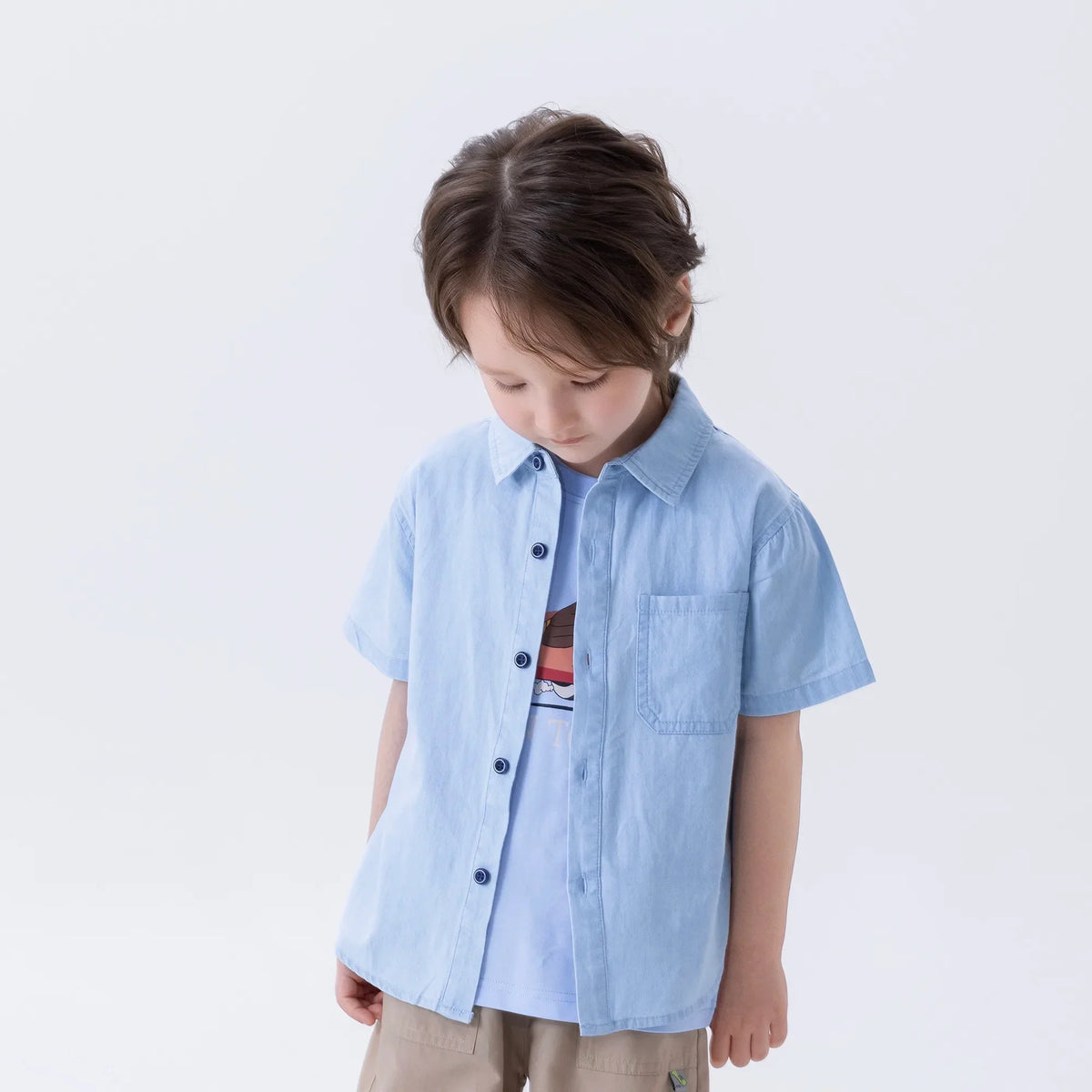 Washed Jeans Fashion Shirt For Boys Image