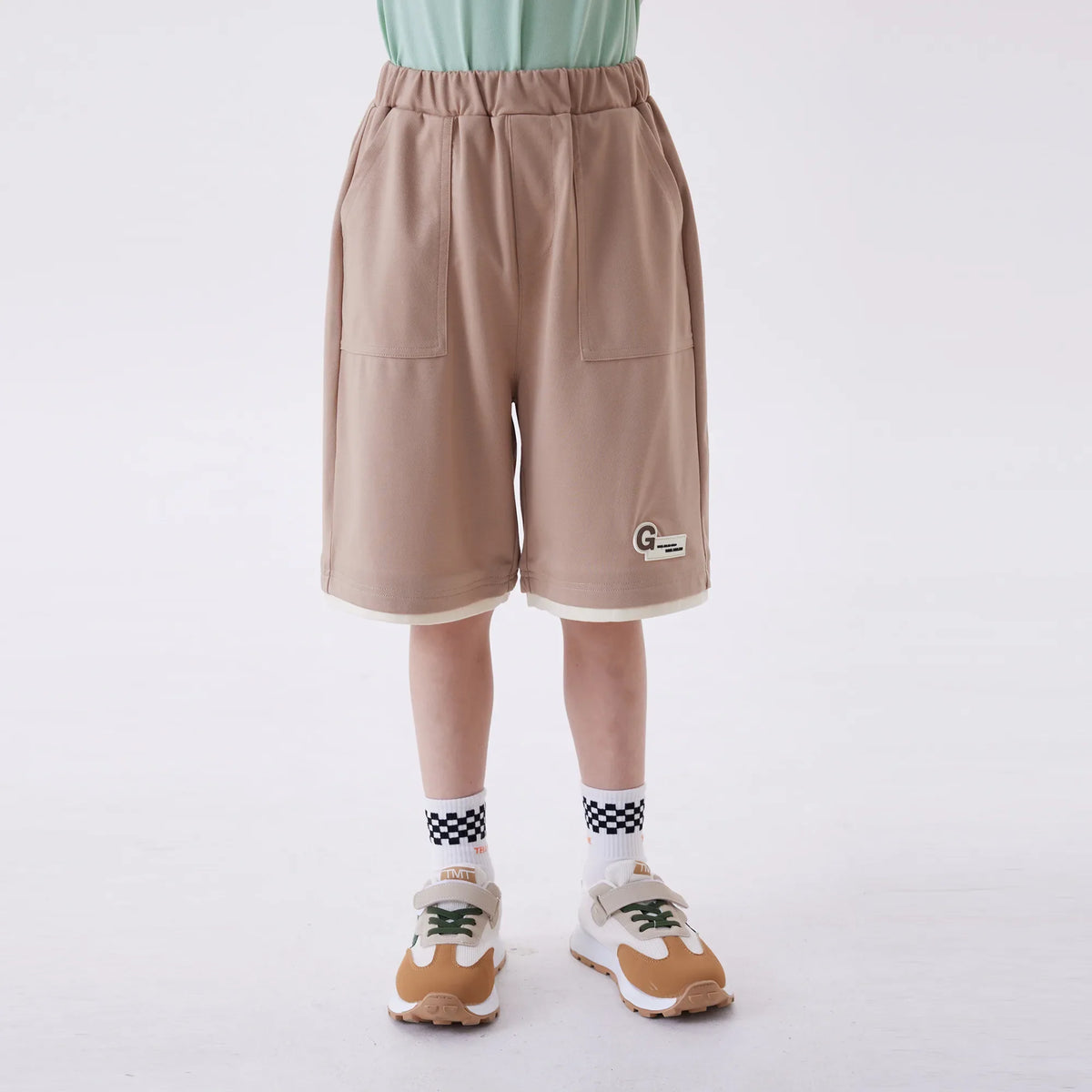 Baggy Fashion Shorts For Boys Dark Khaki Image