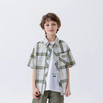 Green Checked Fashion Shirt For Boys Image