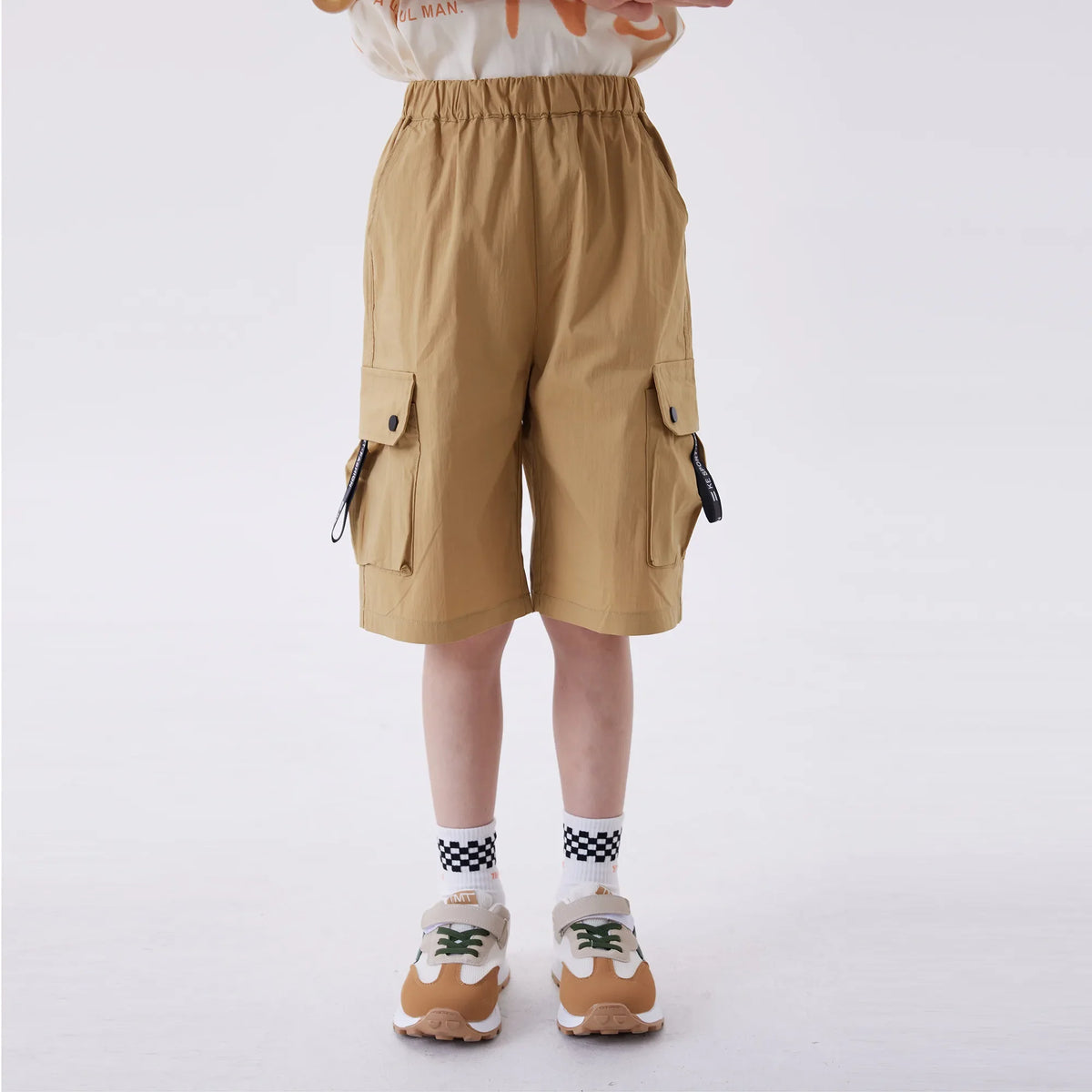 Baggy Fashion Shorts For Boys Dark Khaki Image