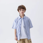 Blue Striped Fashion Shirt For Boys Image