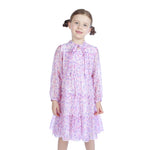 Pink Floral Classic Dress For Girls Image