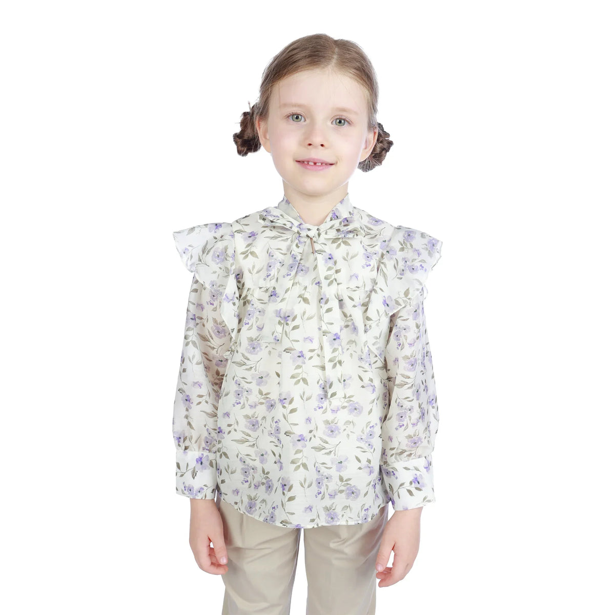 Floral Classic Blouse For Girls Off White Image