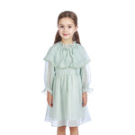 Water Green Jacquard Classic Dress For Girls Image