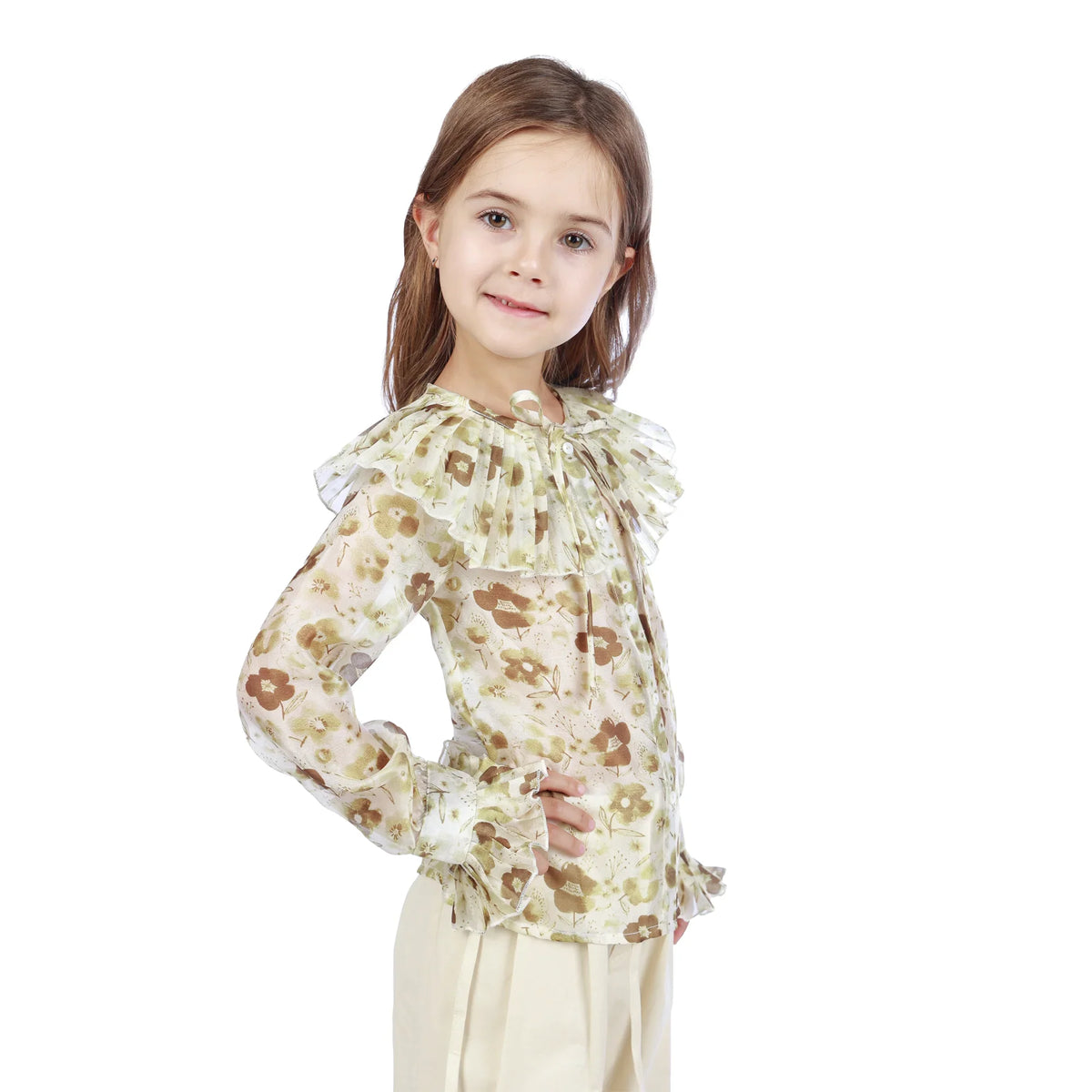 Floral Classic Shirt For Girls Image