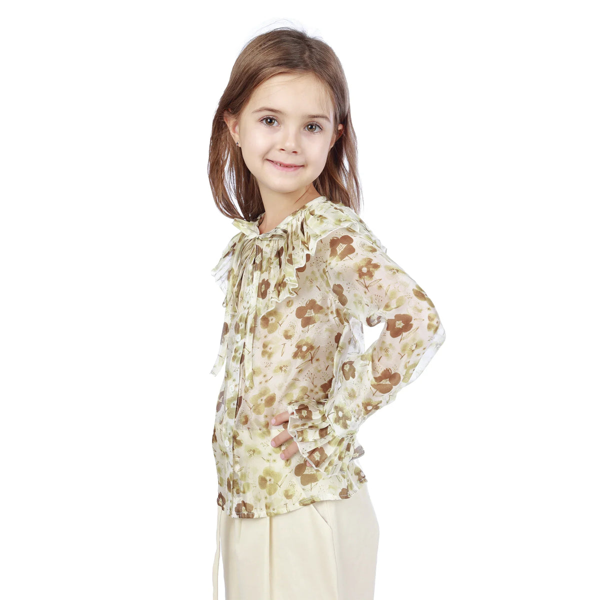 Floral Classic Shirt For Girls Image