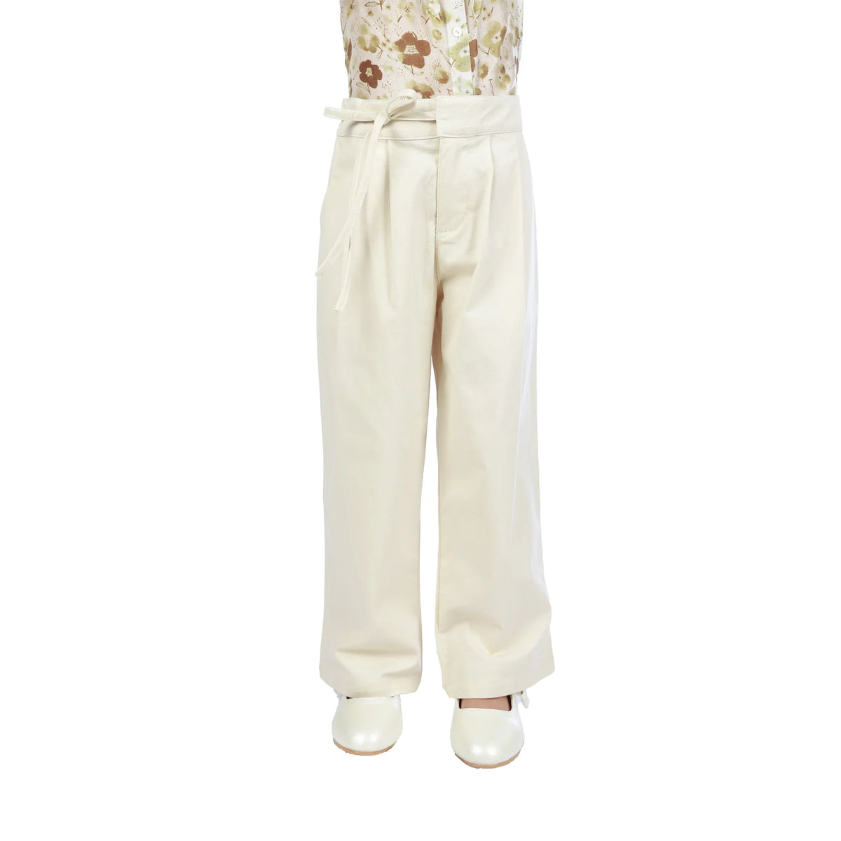 Straight-Leg Classic Pants For Girls Light Beige Image