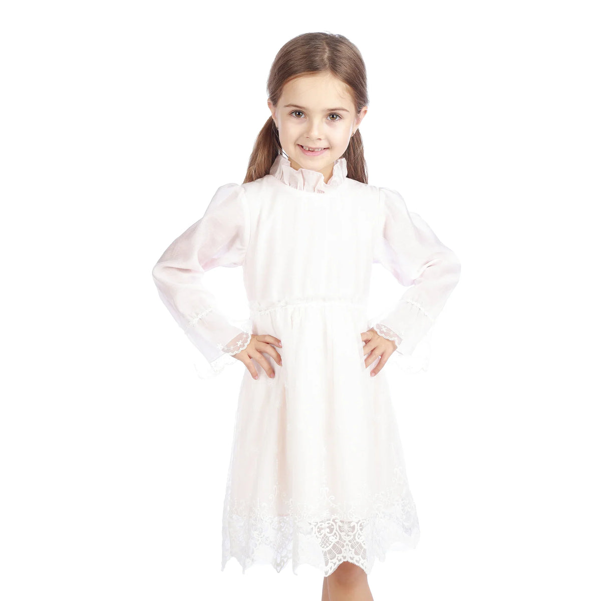 Floral Classic Dress For Girls Light Pink Image