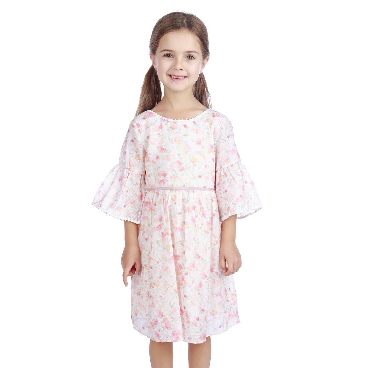 Floral Classic Dress For Girls Light Pink Image