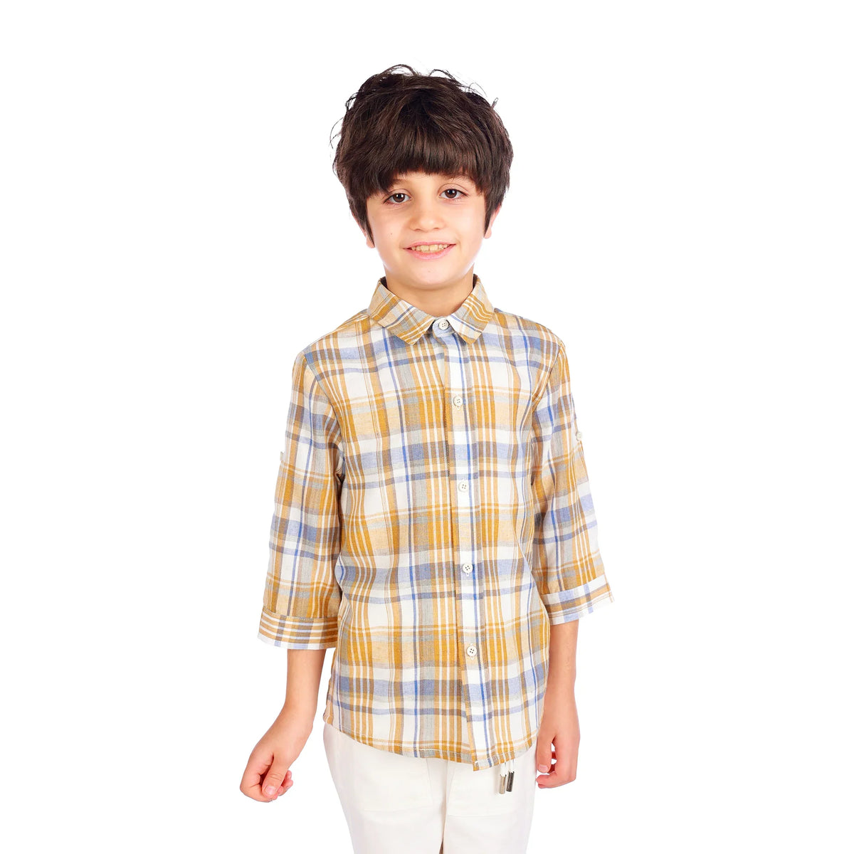 Checked Classic Shirt For Boys Khaki Image