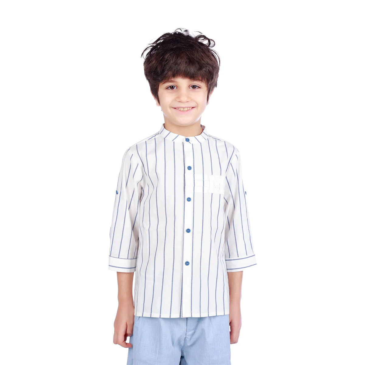 Striped Classic Shirt For Boys White Image