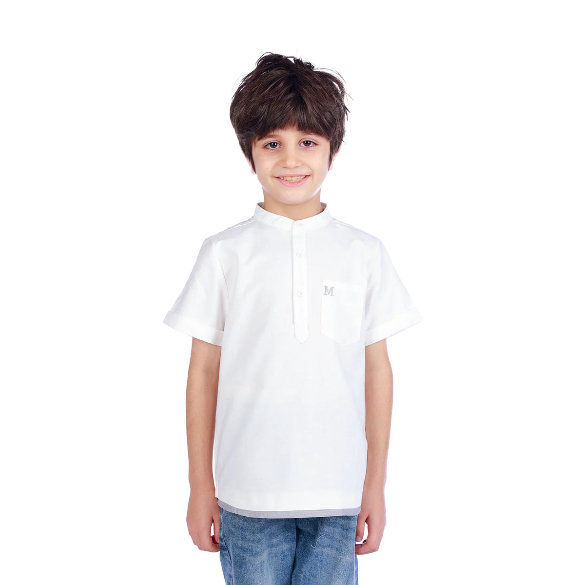 Embroidery Classic Blouse For Boys Off White Image