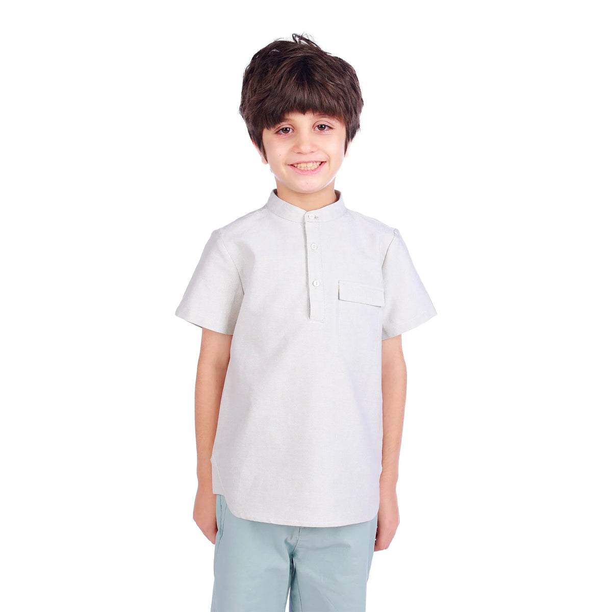 Plain Classic Blouse For Boys Light Gray Image