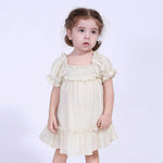 Quilting Street Look Dress For Baby Girl Light Yellow Image