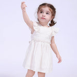 Striped Street Look Dress For Baby Girl Beige Image