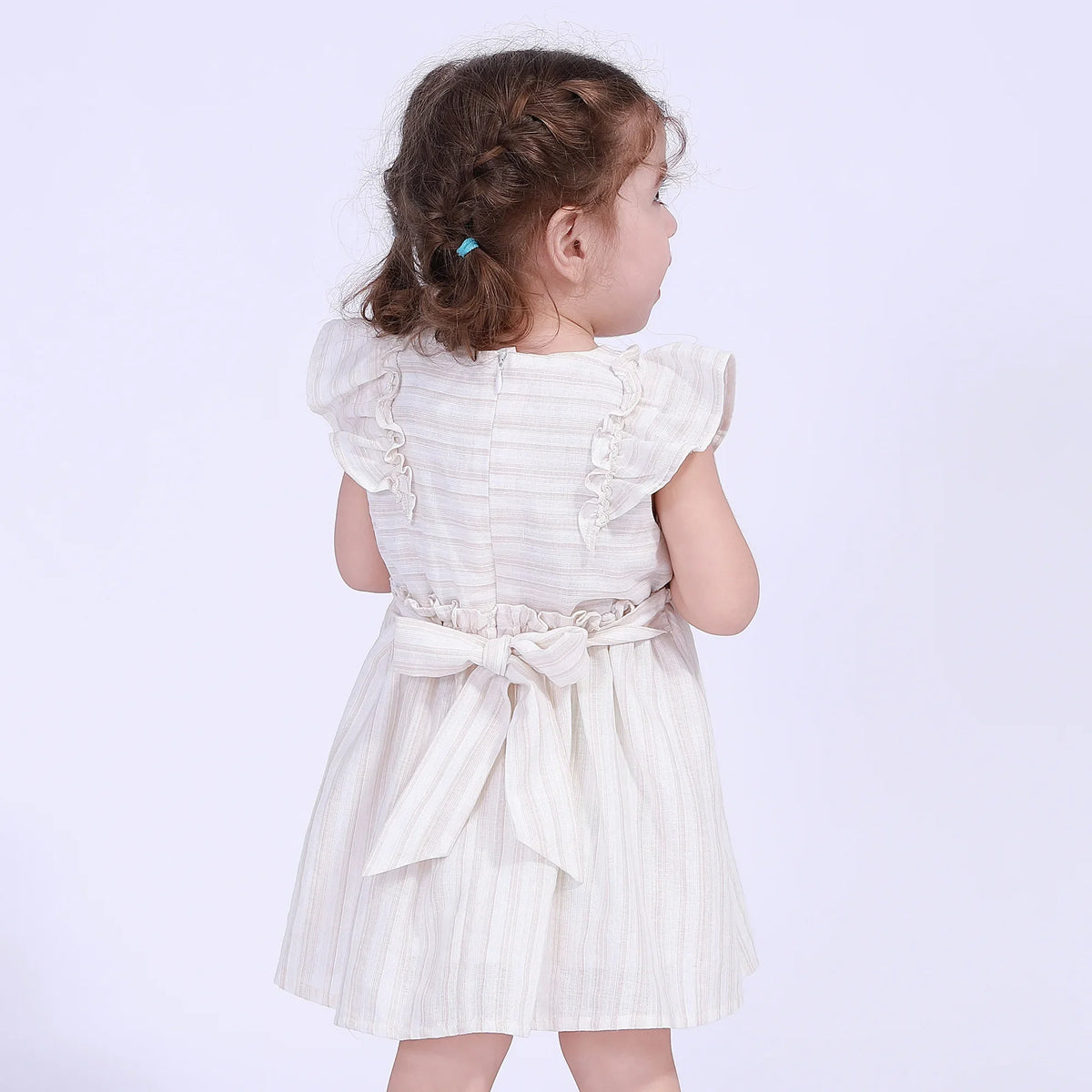 Striped Street Look Dress For Baby Girl