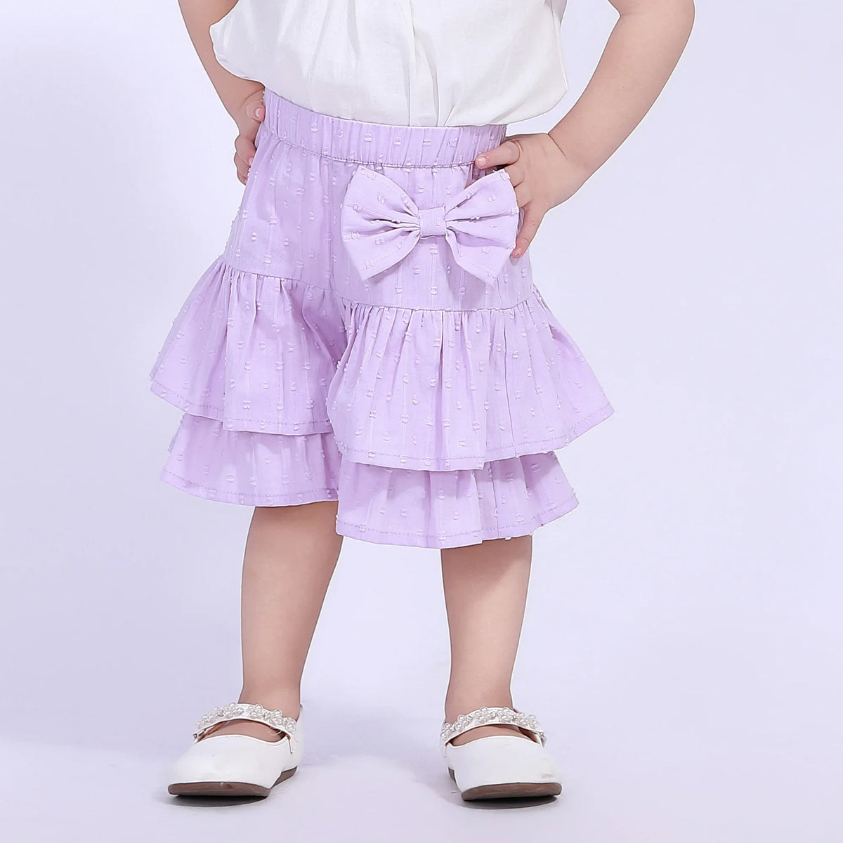 Wide-Leg Street Look Shorts For Baby Girl Purple Image