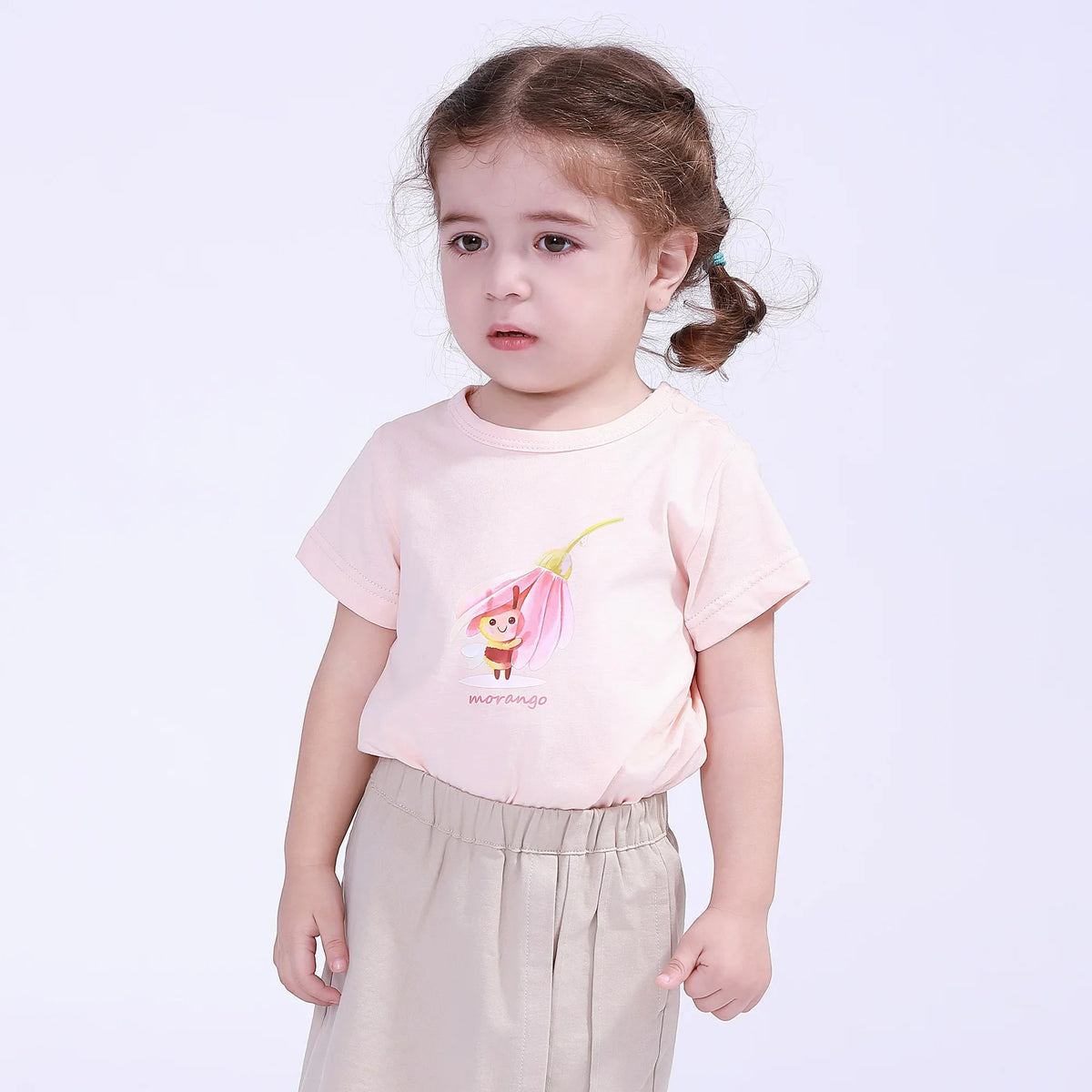 Printed Street Look T.Shirt For Baby Girl Pink Orange Image