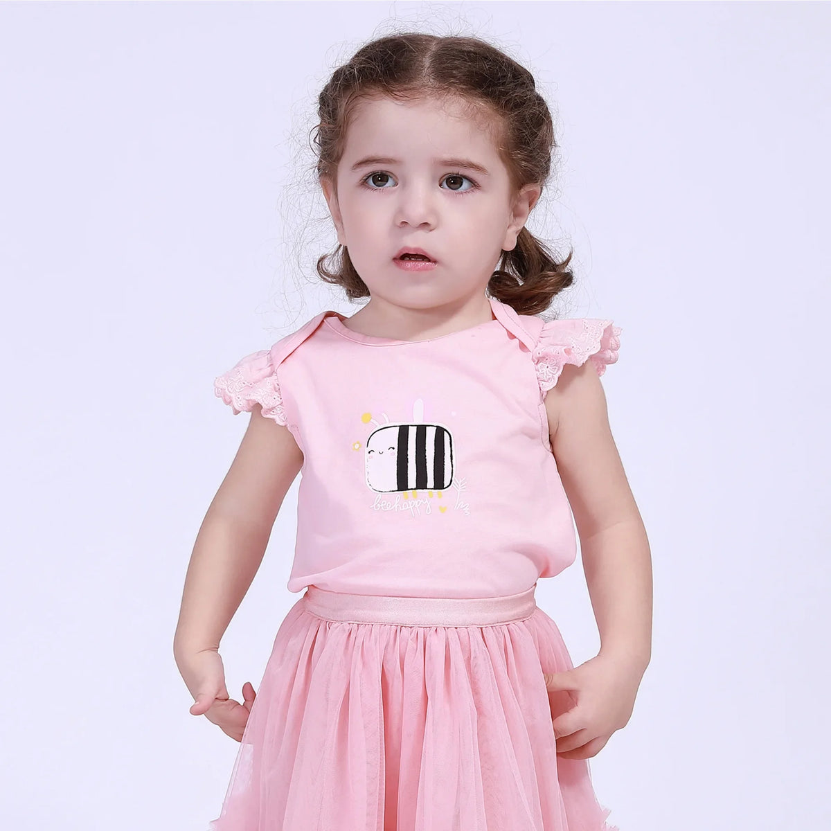 Printed Street Look T.Shirt For Baby Girl Pink Image