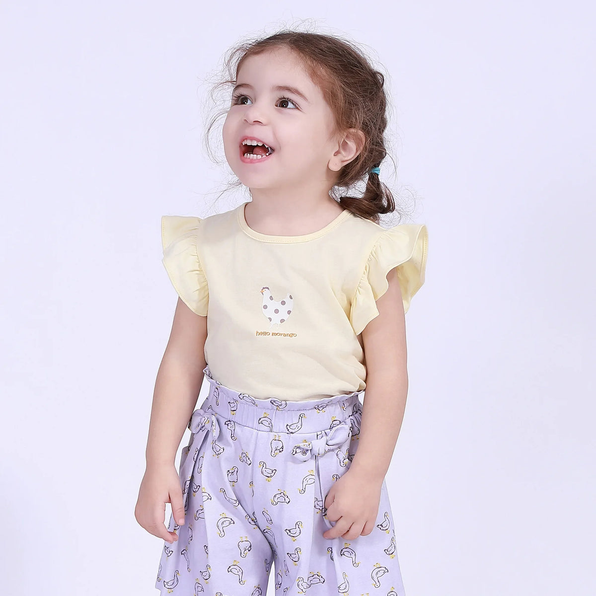 Printed Street Look T.Shirt For Baby Girl Light Yellow Image