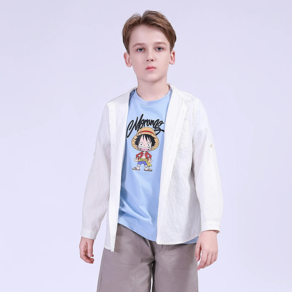 Plain Street Look Shirt For Boys Off White Image