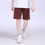 Wine Red Baggy Street Look Shorts For Boys Image