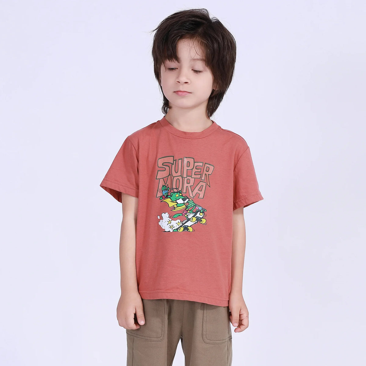 Printed Street Look T.Shirt For Boys Iron Red Image