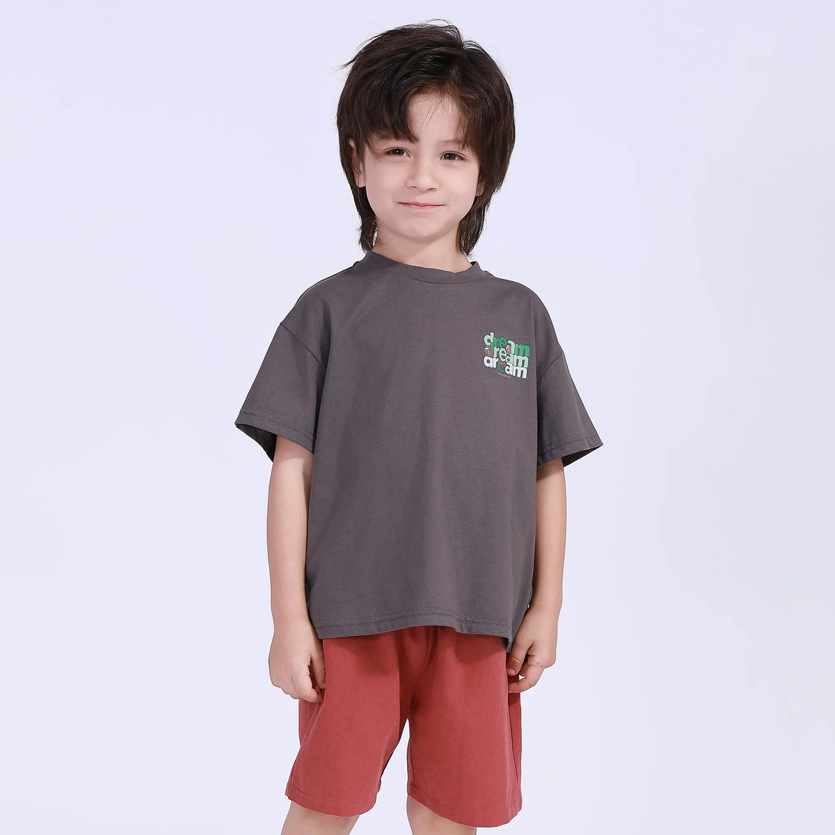 Printed Street Look T.Shirt For Boys Gray Image