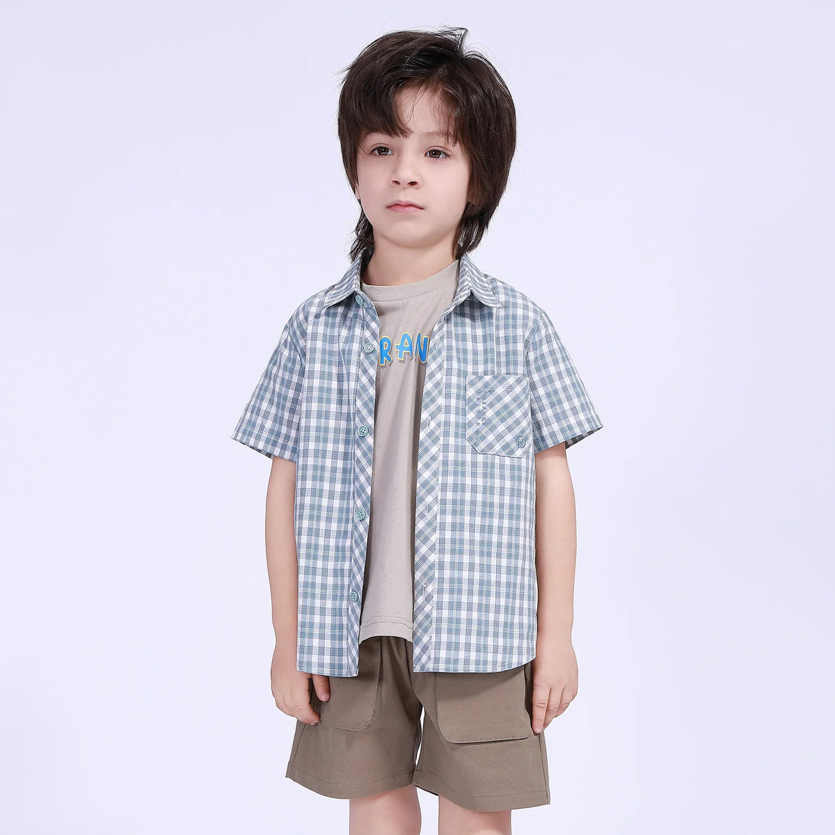 Checked Street Look Shirt For Boys Lake Green Image