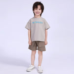 Gray Beige Printed Street Look T.Shirt For Boys Image