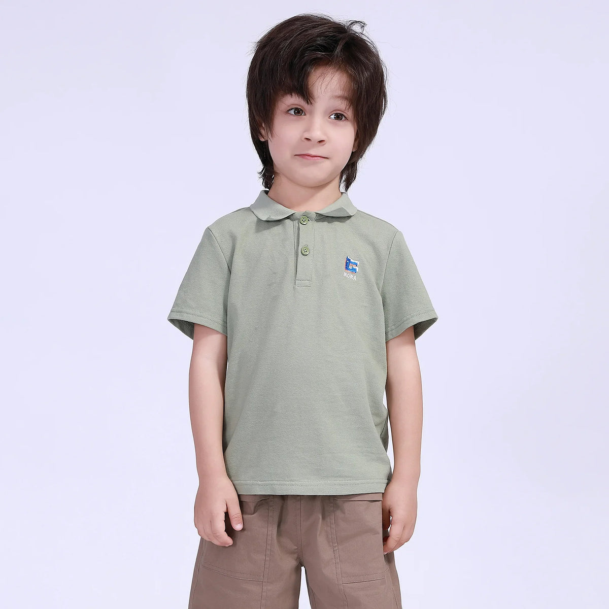 Embroidery Street Look Polo Shirt For Boys Bean Green Image