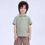 Embroidery Street Look Polo Shirt For Boys Bean Green Image