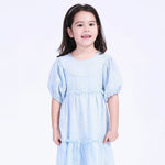 Blue Floral Street Look Dress For Girls Image