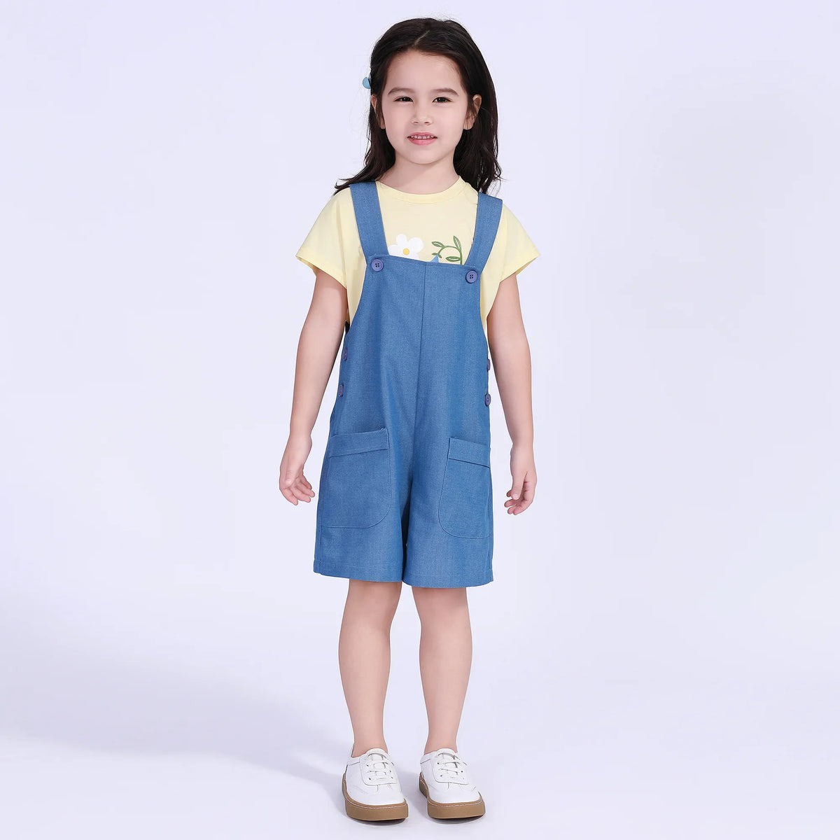 Solid Street Look Overalls For Girls Image